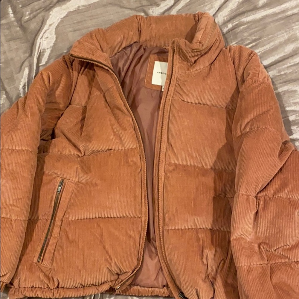 Pink Corduroy Puffer Jacket from American Eagle